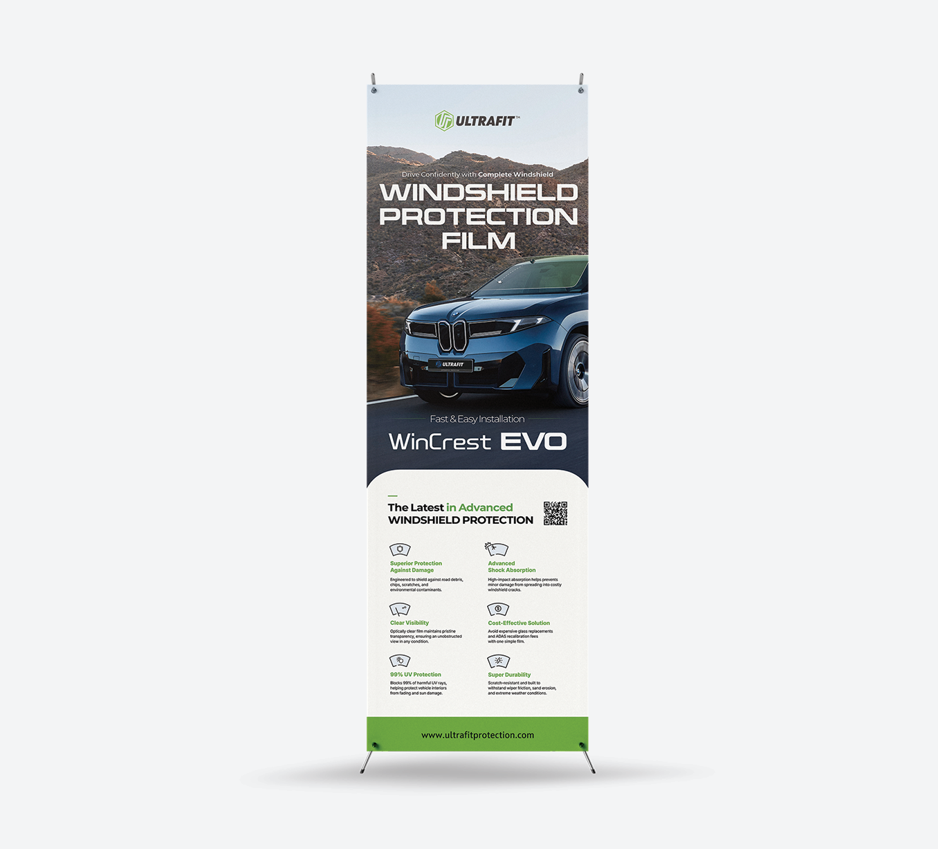 Windshield Protection Film X-Banner (with Stand)